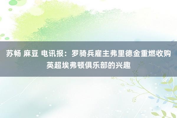 苏畅 麻豆 电讯报：罗骑兵雇主弗里德金重燃收购英超埃弗顿俱乐