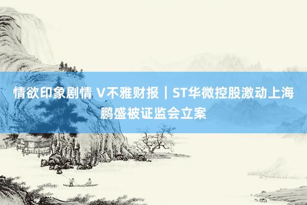 情欲印象剧情 V不雅财报｜ST华微控股激动上海鹏盛被证监会立案