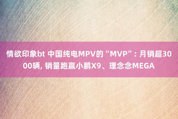 情欲印象bt 中国纯电MPV的“MVP”: 月销超3000辆， 销量跑赢小鹏X9、理念念MEGA