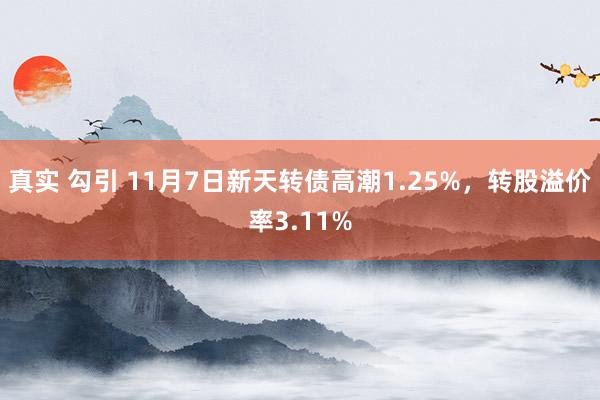 真实 勾引 11月7日新天转债高潮1.25%，转股溢价率3.