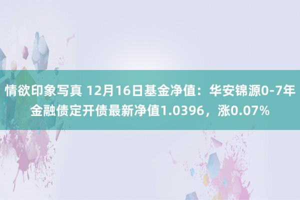 情欲印象写真 12月16日基金净值：华安锦源0-7年金融债定开债最新净值1.0396，涨0.07%