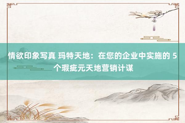 情欲印象写真 玛特天地：在您的企业中实施的 5 个瑕疵元天地