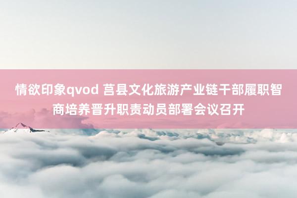 情欲印象qvod 莒县文化旅游产业链干部履职智商培养晋升职责动员部署会议召开