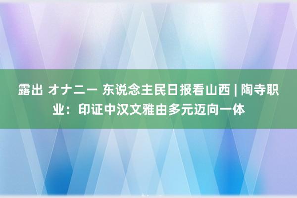 露出 オナニー 东说念主民日报看山西 | 陶寺职业：印证中汉