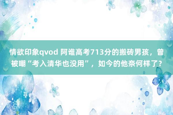 情欲印象qvod 阿谁高考713分的搬砖男孩，曾被嘲“考入清华也没用”，如今的他奈何样了？